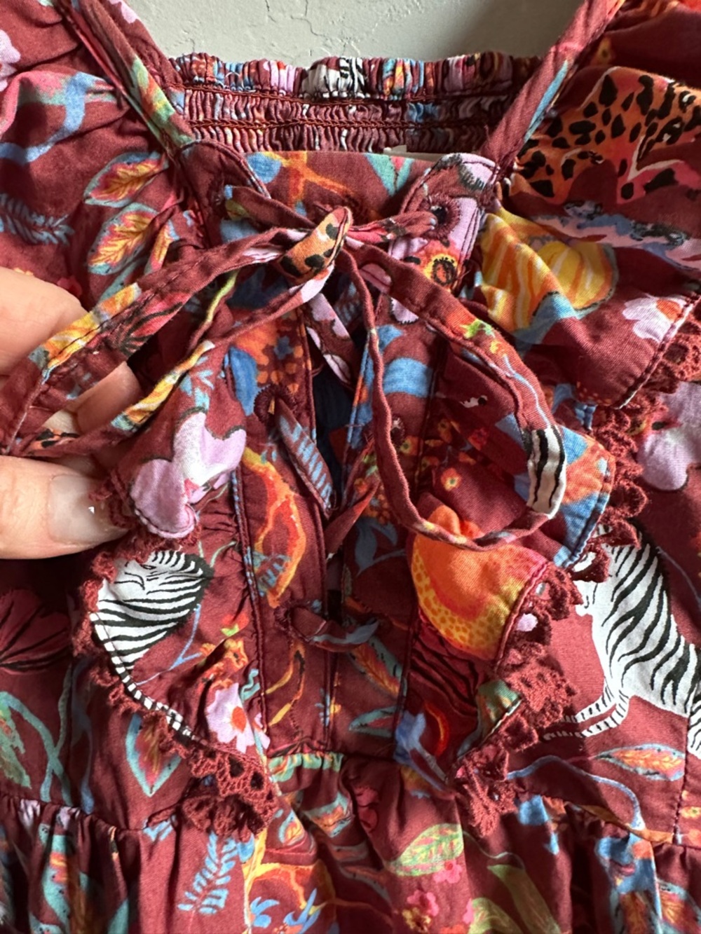 Maeve Anthropologie Zebra Floral Top Boho Cottagecore Puff Sleeve Peplum Sz m - Picture 5 of 10